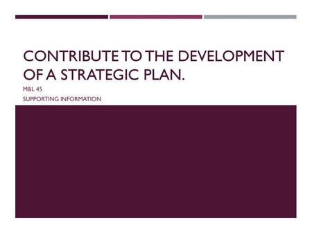 Contribute to the development of a strategic plan.