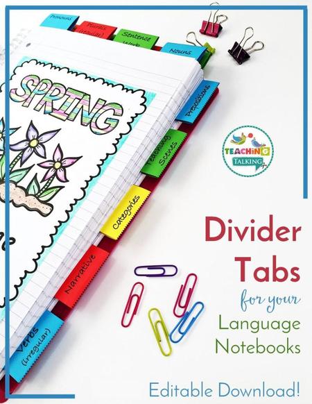 Nouns Nouns Verbs Verbs Verbs Verbs Plurals Plurals Categories Side Tabs for Interactive Language Notebooks: 			Page 1 Pronouns Pronouns Nouns Nouns.