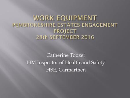 Catherine Toozer HM Inspector of Health and Safety HSE, Carmarthen