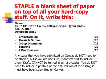 STAPLE a blank sheet of paper on top of all your hard-copy stuff