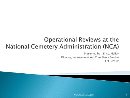 Operational Reviews at the National Cemetery Administration (NCA)