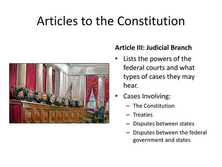 Articles to the Constitution