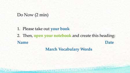 March Vocabulary Words