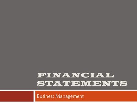 Financial Statements Business Management.