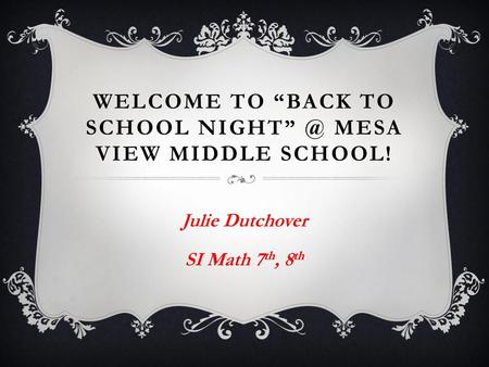 Welcome to “Back to school Mesa View middle school!