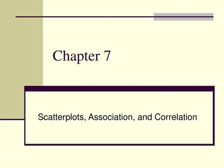 Scatterplots, Association, and Correlation