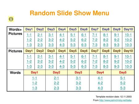 Random Slide Show Menu Words+ Pictures