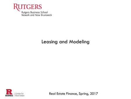 Real Estate Finance, Spring, 2017