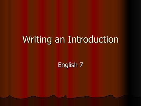 Writing an Introduction