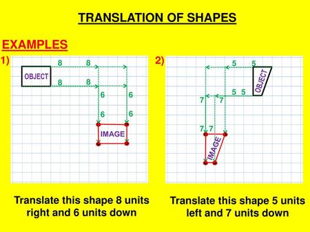 TRANSLATION OF SHAPES EXAMPLES 1) 2)