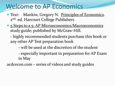 Welcome to AP Economics