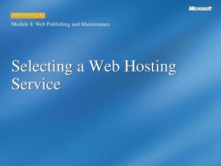 Selecting a Web Hosting Service