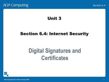 Unit 3 Section 6.4: Internet Security