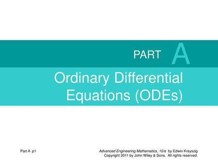 A PART Ordinary Differential Equations (ODEs) Part A p1.