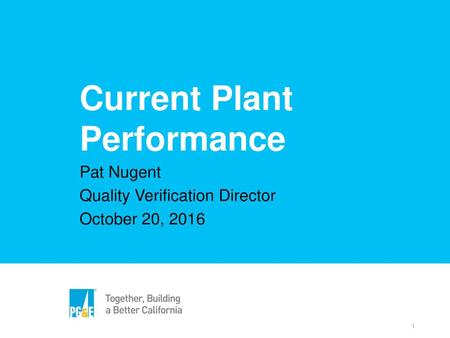 Current Plant Performance