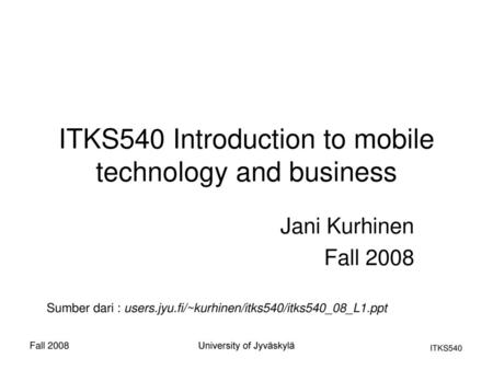 ITKS540 Introduction to mobile technology and business