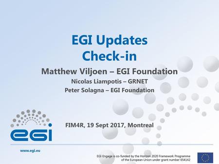 EGI Updates Check-in Matthew Viljoen – EGI Foundation