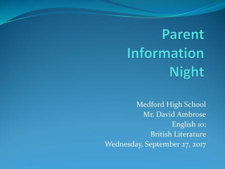 Parent Information Night