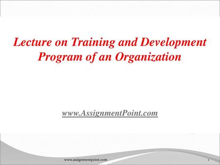 Lecture on Training and Development Program of an Organization