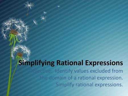 Simplifying Rational Expressions