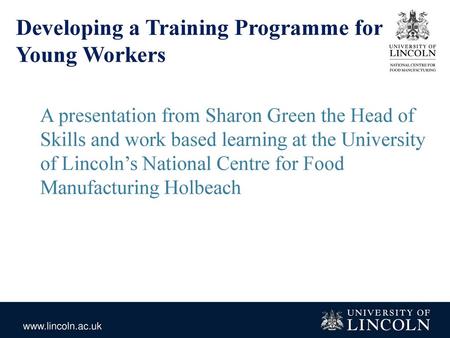 Developing a Training Programme for Young Workers