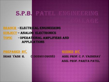 s.p.b. Patel engineering collage