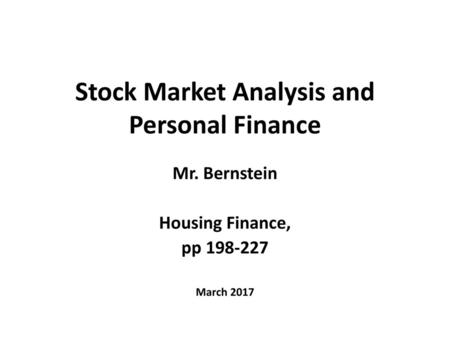 Stock Market Analysis and Personal Finance