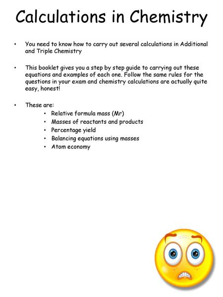 Calculations in Chemistry