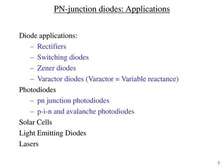 PN-junction diodes: Applications