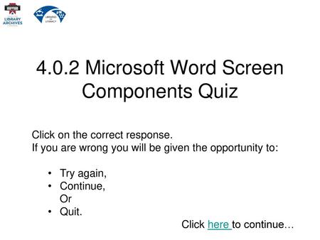 4.0.2 Microsoft Word Screen Components Quiz