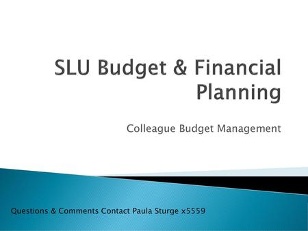 SLU Budget & Financial Planning