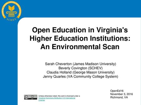 Open Education in Virginia's Higher Education Institutions: