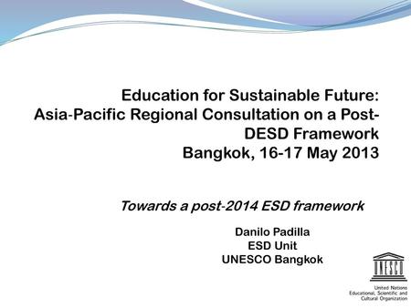 Towards a post‐2014 ESD framework