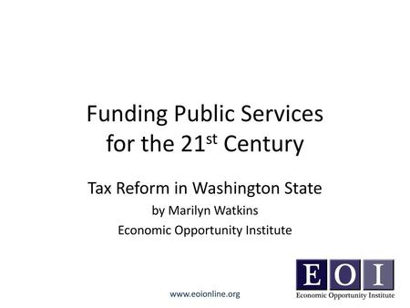 Funding Public Services for the 21st Century