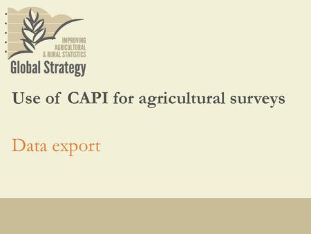 Use of CAPI for agricultural surveys