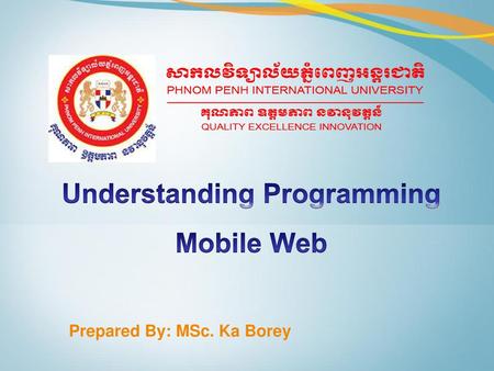 Understanding Programming Mobile Web