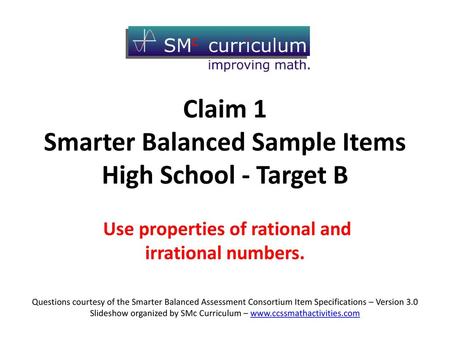 Claim 1 Smarter Balanced Sample Items High School - Target B