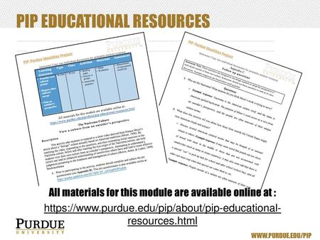 PIP Educational Resources