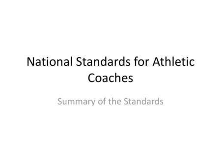 National Standards for Athletic Coaches