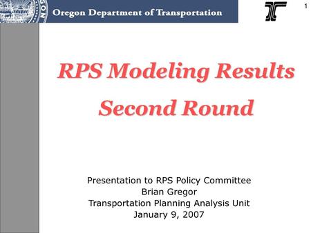 RPS Modeling Results Second Round