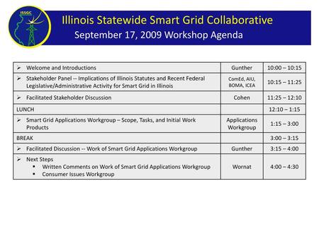 September 17, 2009 Workshop Agenda