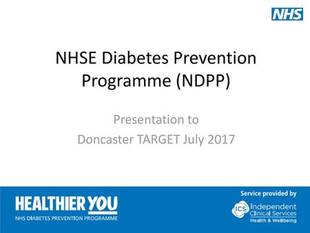 NHSE Diabetes Prevention Programme (NDPP)