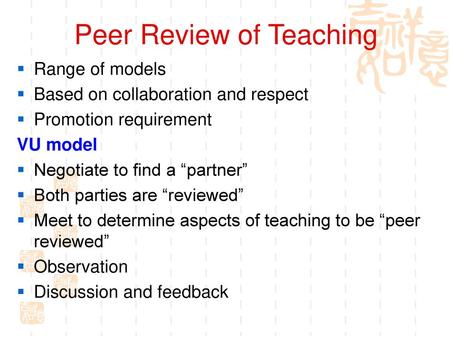 Peer Review of Teaching