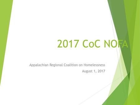 Appalachian Regional Coalition on Homelessness August 1, 2017