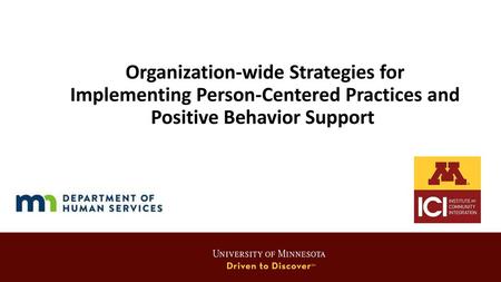 Organization-wide Strategies for Implementing Person-Centered Practices and Positive Behavior Support 