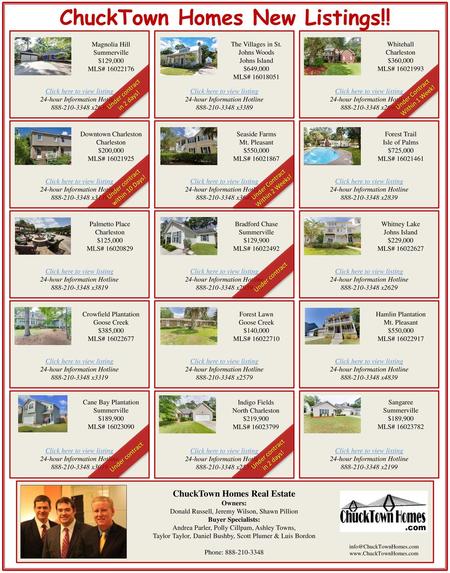 ChuckTown Homes New Listings!!