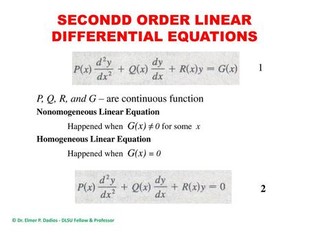 SECONDD ORDER LINEAR DIFFERENTIAL EQUATIONS