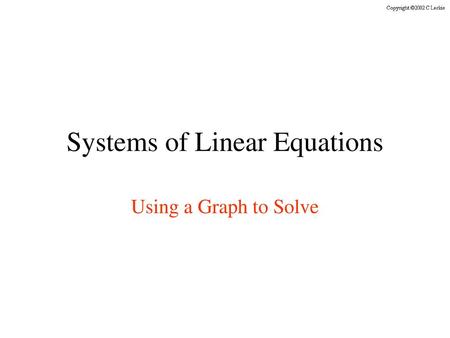 Systems of Linear Equations