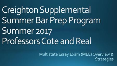 Multistate Essay Exam (MEE) Overview & Strategies