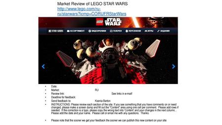 Market Review of LEGO STAR WARS  lego. com/ru-ru/starwars